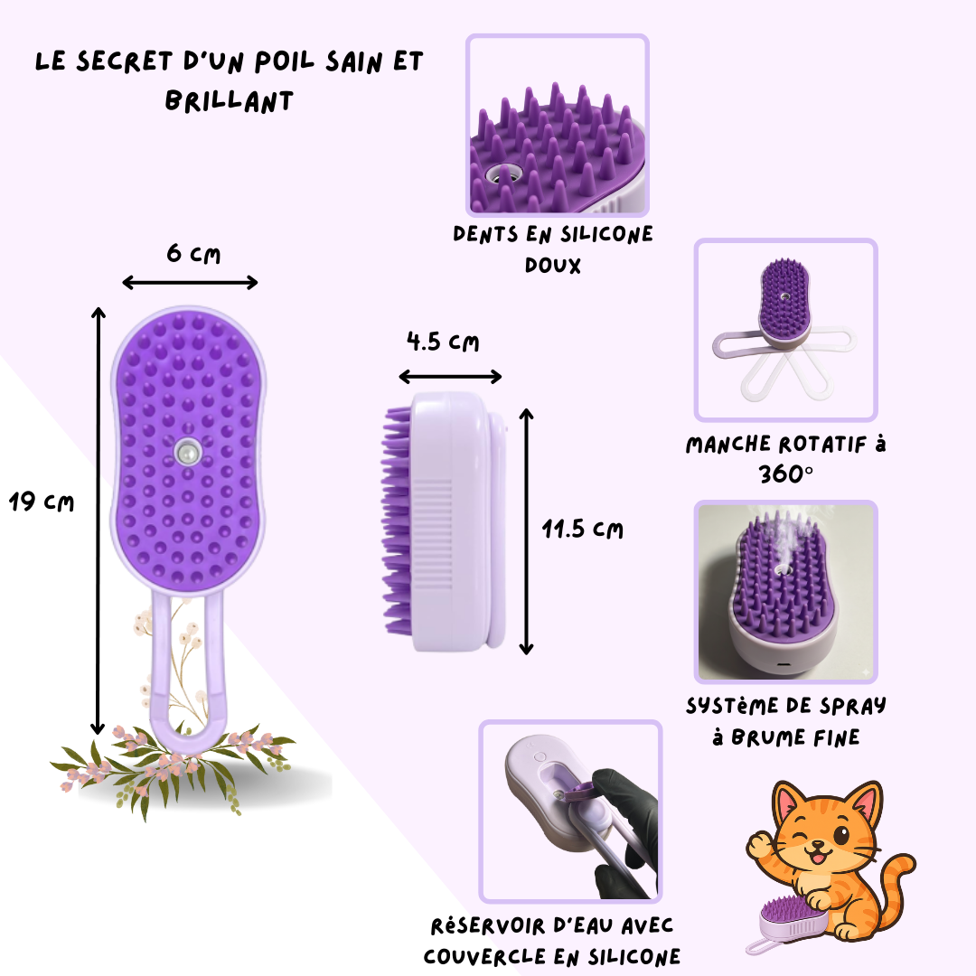 Brosse à Vapeur 2-en-1 – Nettoyage + Massage
